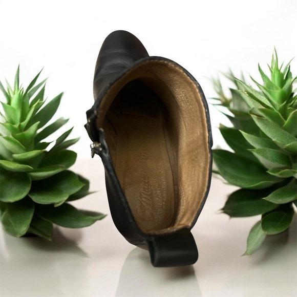 Madewell The Brenner Black Leather Ankle Booties | Women’s 6 | Stacked Heel - Picture 4 of 7